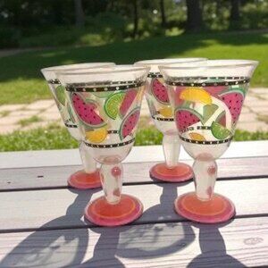 Set of 4 Vintage Acrylic Goblet Drinking Glasses